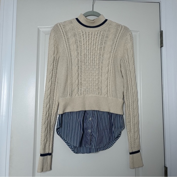 Veronica Beard Fritz Mixed Media High Neck Cable Knit Sweater‎ Size XS - Picture 3 of 4